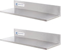 Stainless Steel Wall Shelf 8.6x24 60LB 2 Packs L-Shaped Commercial Wall Mount Floating Shelving for Kitchen Restaurant Home