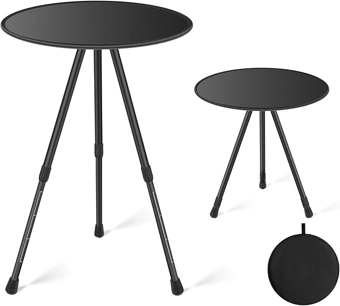 Tentock Portable Camping Table Small Round Folding Table with Adjustable Height - Lightweight Outdoor Picnic Table for Travel Beach Garden (37 Inch Diameter)
