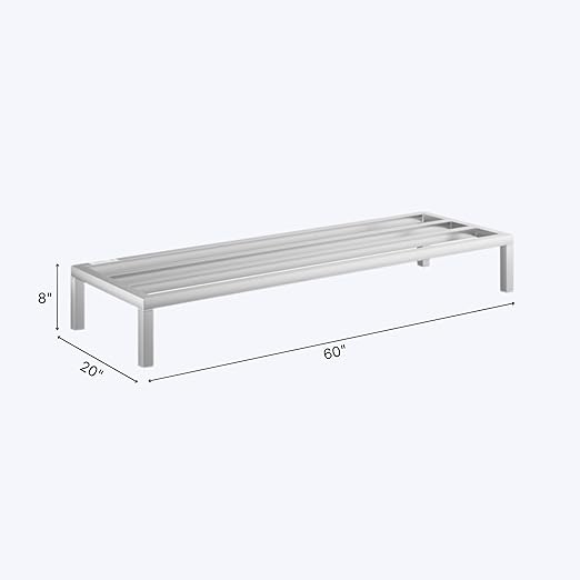 60'' x 20'' x 8'' Aluminum Welded NSF Certified Dunnage Rack - 1740 lb. Capacity for Restaurant Storage Warehouse Garage