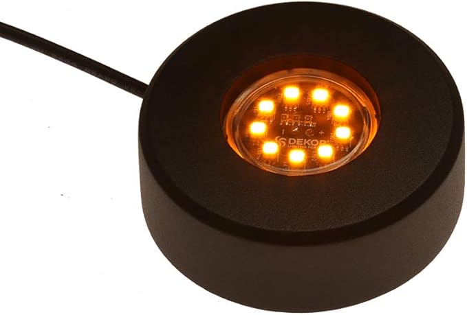 DEKOR Colored LED Puck Lights for Landscaping Uplights Paths Walkways Outdoor Low Voltage Lighting (Amber)