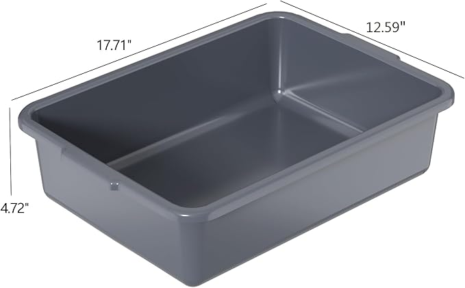 12 Pack 13 L Plastic Bus Tubs Commercial Bus Box 17.71 x 12.59 x 4.72 Grey