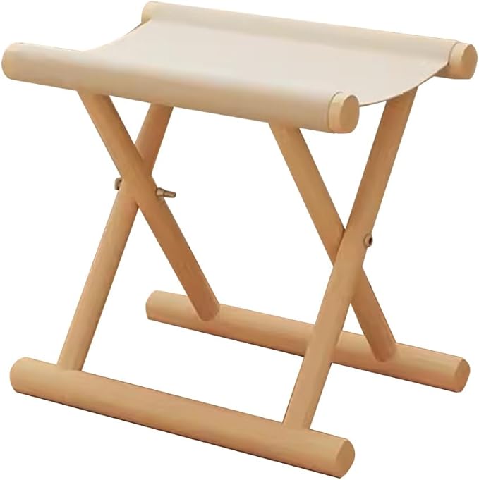 Small Chair Stools Folding Short Stool Camping Fishing Chair Shoe Bench for Hallway Foot Stool Under Desk Small Solid Wood Kids Chair Footstool for Living Room Outdoor(Beige)
