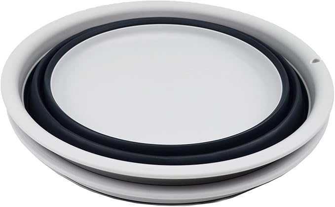 SAMMART 7.5L (1.98 Gallon) Collapsible Tub - Foldable Dish Tub - Portable Washing Basin - Space Saving Plastic Washtub (Grey/Slate Grey (Set of 2))