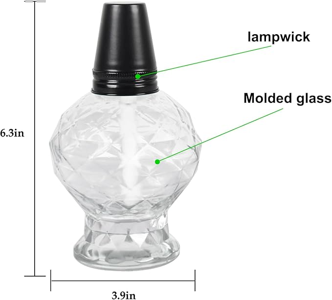 tewei 4 Pack Clear Table Top Light Torches Outdoor Mini Glass Torche Lanterns Light for Outside Easy to Refill Citronella Torches for Garden Patio Yard Party