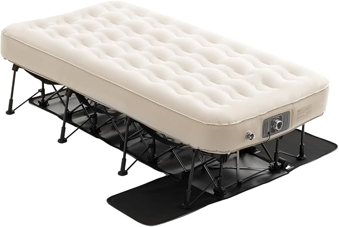 VEVOR Air Mattress with Frame Inflatable 1 Person Camping Cot with Built-in Pump Portable Folding Air Beds Supports 300 lbs Blow Up Bed for Guests Camping Travel Indoor &amp Outdoor Use