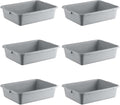 6-Pack 20 x 15 x 5 Commercial Bus Tub/Bus Box - 6.5 Gallons without Lid - Heavy-Duty Polypropylene Dish Box for Restaurants Kitchens and Foodservice - Stackable and Freezer-Safe - Gray