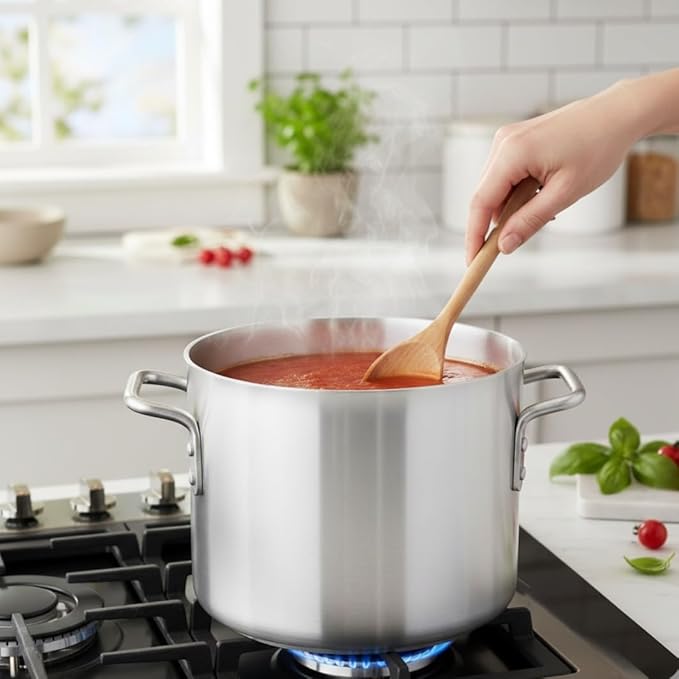 TrueCraftware- 8 qt. Heavy-Duty Aluminum Stock Pot with Riveted Handle 6mm Thickness-Multipurpose Pot Cookware Large Stockpot For Cooking Simmering Soup Stock Home Kitchen