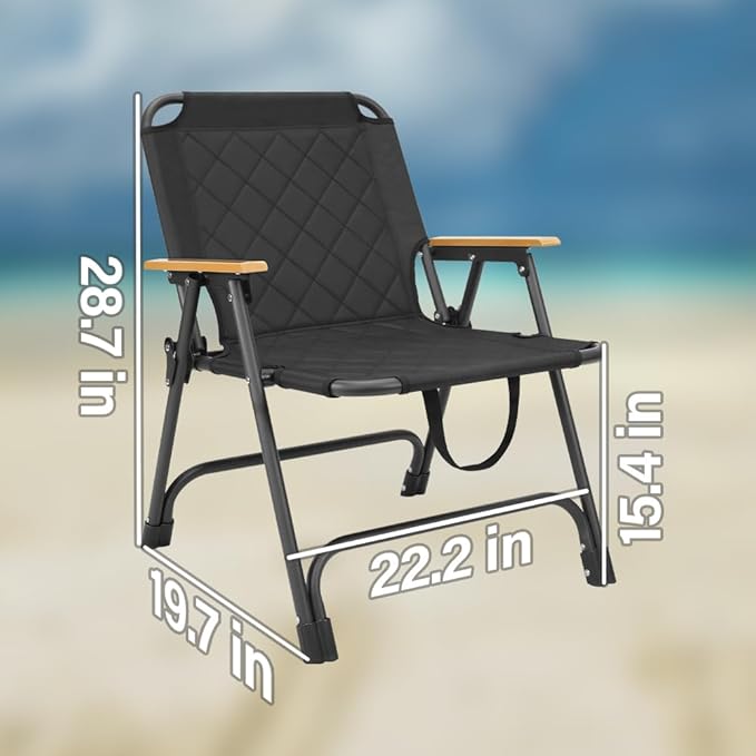 ptlsy Ice Fishing Chairs for Adults Foldable Beach Chair for Camp Beach Fishing Sports Event Hiking Patio Indoor &amp Outdoor Use (2 Pack)
