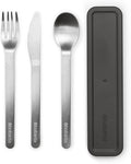 Brabantia Make &amp Take Cutlery Set with Case (Set of 3) Travel Knife Spoon &amp Fork Hygienic Compact Design Stainless Steel Dishwasher Safe