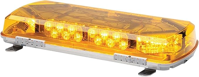 Whelen Engineering Century Series Super-LED Mini Lightbar - Professional-Grade 360° Warning Light - 16 Permanent Mount - Amber LED with Clear Dome - SAE J845 Class I Certified