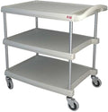 Metro MY2030-34G myCart Series Premium Plastic Utility Cart with 3 Impact Resistant Polymer Shelves Gray 23.4 W x 34.4 L x 35.5 H