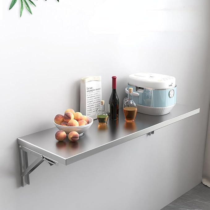 23.6 * 16in Medium Stainless Steel Folding Wall Shelf | Food Truck | Kitchen Restaurant Garage Laundry Utility Room Folding Concession Shelf