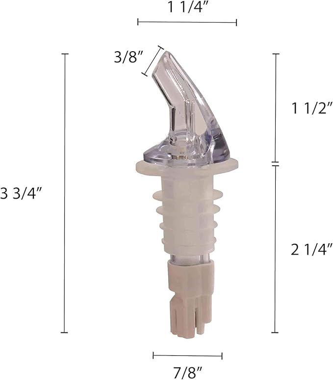 TrueCraftware- 2 oz Measured Liquor Pourer with White Tail &amp No Collar Acrylonitrile Set of 12- Cocktail Shot Dispenser Liquor Bottle Pourers Alcohol Liquor Pourers Bar Bartender Accessories