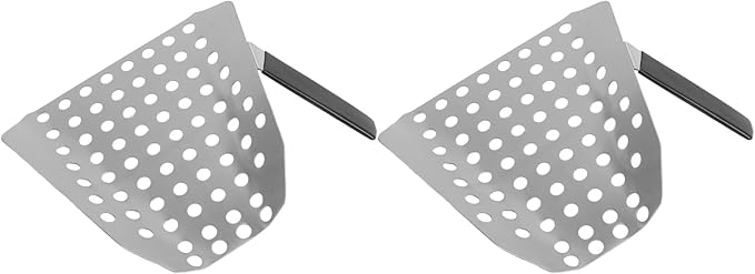 Alomejor Stainless Steel Ergonomic French Fry Scooper with Holes for Popcorn 2pcs Large Area Scoop for Movie Theaters 7.7x7.5x4.3in
