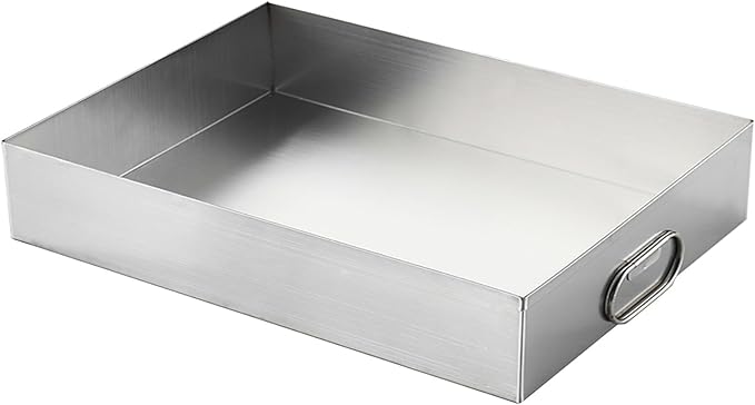 Stainless Steel Drain Pan 20x20x5cm - Versatile Oil Catch Tray with Handle for Washing Machines Air Conditioners Refrigerators Cars &amp Kitchens - Durable Food Serving Tray