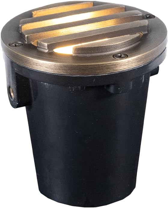 VOLT 12V 3-in-1 Waterproof IP68 Mini in-Grade Light with Brass Grated Top (Bronze) for Low Voltage Landscape Lighting of Outdoor Pathway Garden Fountain or Pond