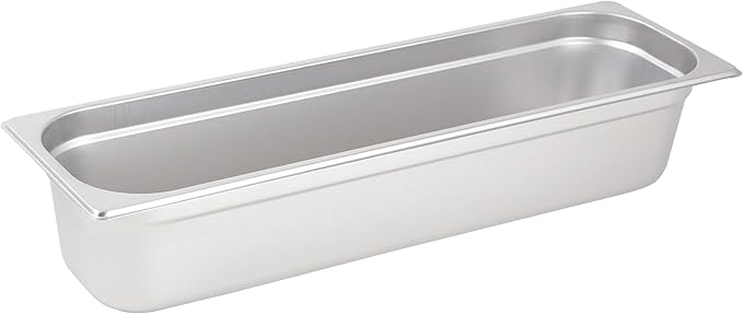 Winco Half Size (Long) 4 Deep Metal Food Pan/Steam Table Pan Anti-Jam 22 Gauge