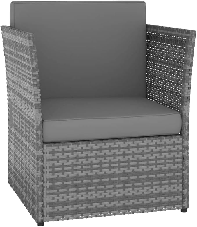 Outdoor Patio Chair with Footstool Poly Rattan Anthracite Lounge Chair with Cushions Durable Powder-Coated Steel Comfortable Outdoor Furniture for Garden Patio