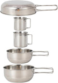 5pcs Stainless Steel Camping Mess Kit with Cup and Bowl Set Lightweight Outdoor Picnic Tableware for Hiking Fishing and Backpacking