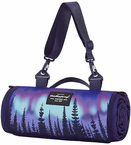Weatherproof Vintage Portable Picnic Blanket (60in x 72in) - Foldable &amp Sandproof Beach &amp Camping Blanket - With Carry Strap (Stars)