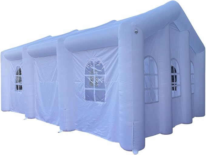 Portable White Inflatable Wedding Tent with Colorful LED Lights 1 Door House Building Outdoor Marquee Windows Church for Party 26.3 x 16.4 x 13.1FT