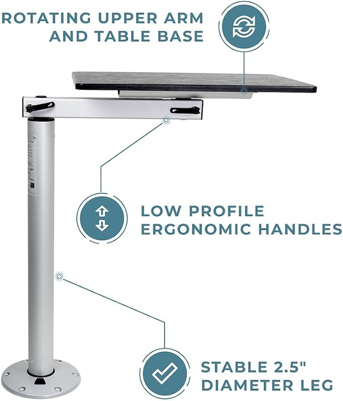 Manufacturers' Select ITC RV Side Table with MOD with Cypress Floor Mount Table Leg System (Black Shiplap Table Top w/Silver MOD with Cypress Table Leg)
