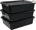 3-Pack Plastic Bus Tubs with Lid 13 L Commercial Bus Box with Lid Black
