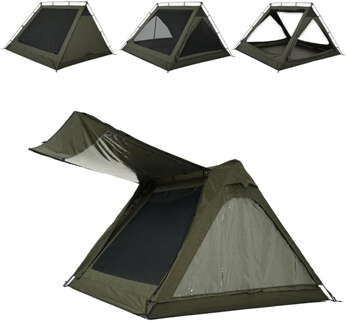 4 Person Canvas Tent with Full Rainfly&ampFootprint Easy Set Up Breathable 4 Season FamilyTent for Winter Outdoor Glamping Car Camping