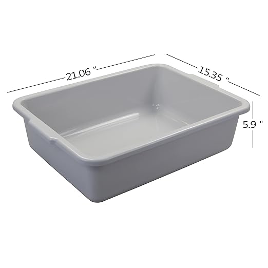 Anbers 4-Pack Commercial Tote Box Plastic Bus Box Bus Tubs 22 L Gray