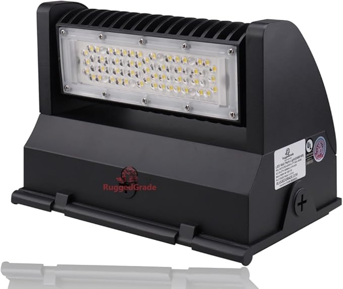 RuggedGrade 40W - Rotate IV Series LED Wall Pack - 5800 Lumens - Color Selectable 3000K/4000K/5000K - Outdoor LED Wall Light - Black Housing - DLC 5.1 Premium