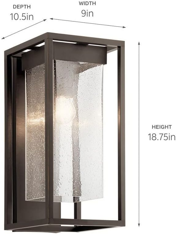 Kichler Mercer 20 inch 1 Light Outdoor Wall Light with Clear Seeded Glass in Olde Bronze® 18.75