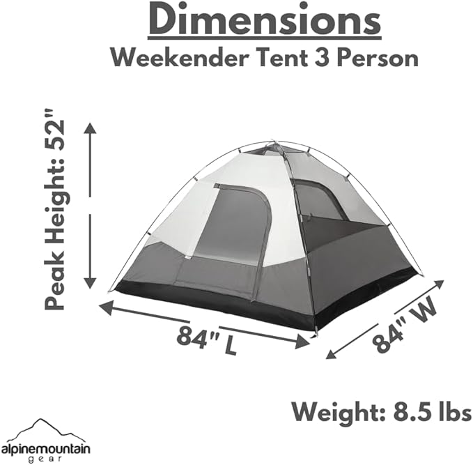 Weekender Family Camping Tent for 3/4/6 People - Quick Setup Dome Tent for Camping/Backpacking by Caddis Sports