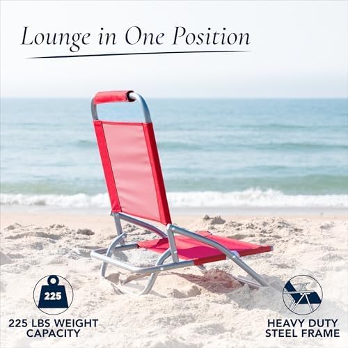 Caribbean Joe Folding Beach Chair 1 Position Lightweight and Portable Foldable Outdoor Camping Chair Red