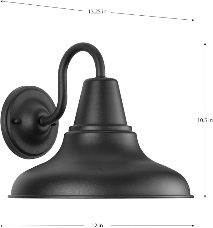 Progress Lighting P5623-31 District Collection 1-Light Farmhouse Outdoor Lantern Light Textured Black 12 W x 10-1/2 H