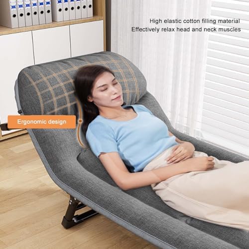 Portable Folding Adult BedCamping Cot Folding Camp Beds Heavy Duty Camping Bed with Mattress Height Adjustable Sleeping Cot Outdoor Travel Office Portable Camping Cot for Sleeping F