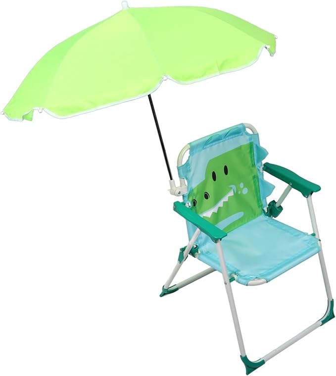 KICHOUSE Camping Chair for Boys and Girls Integrated Umbrella Frame Portable Folding Beach Chair for Outdoor Use