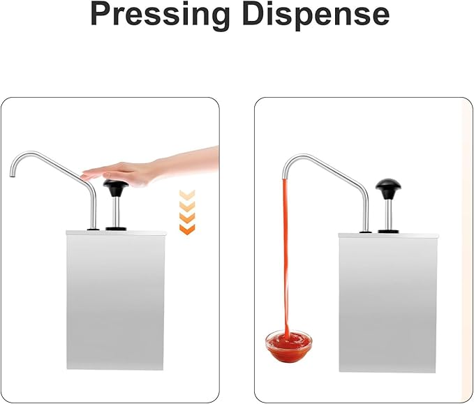FIUZA 3.7L Stainless Steel Sauce Dispenser Sauce Dispenser Pump Food-Grade Pipes for Ketchup Dressing Syrup