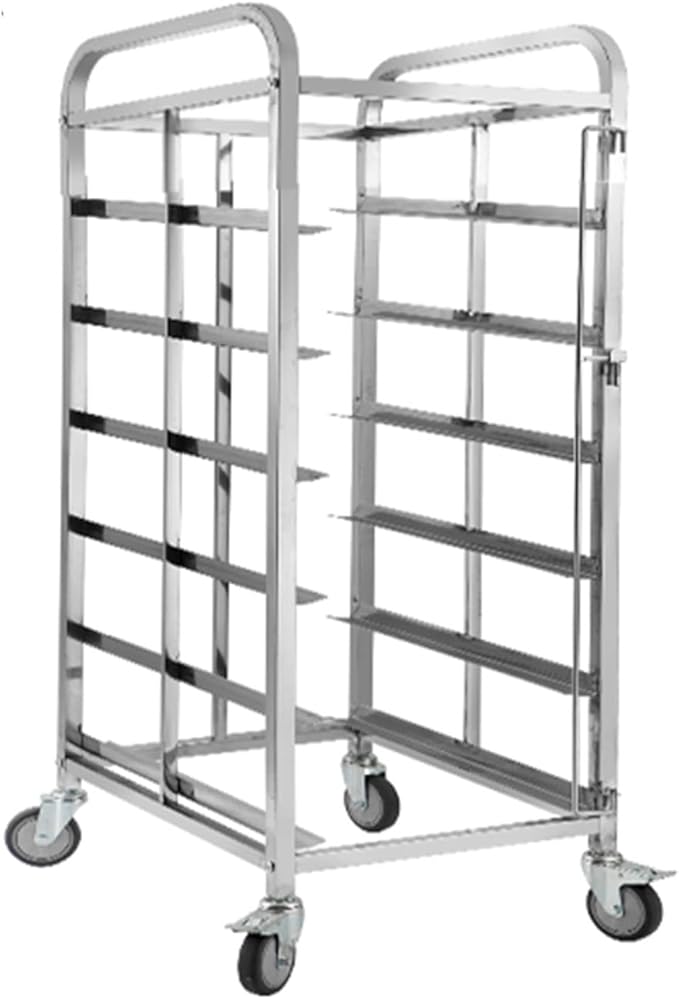 Quick Rack for Baking PansStainless Steel Bread Pan Rack with Braking Wheels - Kitchen Baking Tray Storage Organizer for Home Use (90x62x46cm)