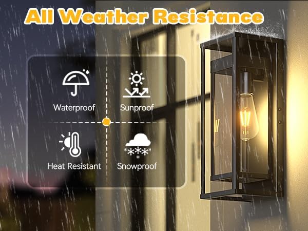 15in Outdoor Wall Sconce-Black Modern Exterior Lighting Fixture Waterproof Porch Lights Large Outside Lantern Wall Mounted for Coach Doorway Patio