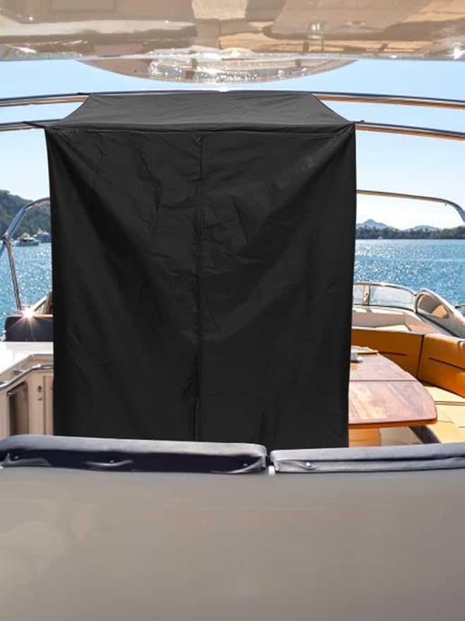 Boat Privacy Tent Boat Privacy Curtain Boat Changing Room Portable Boat Changing Room with Storage Bag Easy to Install Hanging Privacy Partition for Pontoon Boats (Black)
