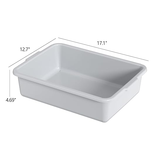 13 L Commercial Bus Tub 3 Pack Plastic Utility Bus Box Dishpan Light Gray