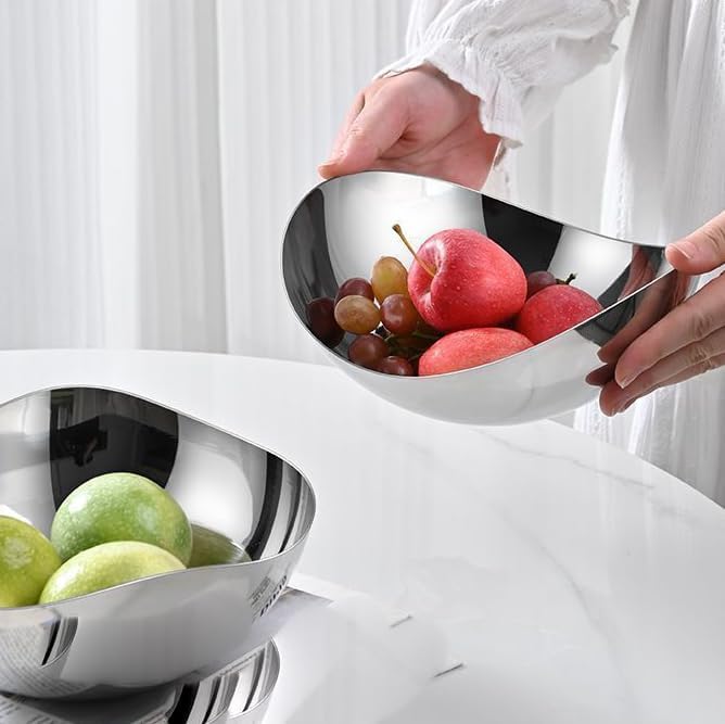 Fashion 304 Stainless Steel Asymmetry Cooking Bowl Strong Durable for Outdoor Camping Living Room