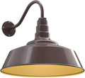 Steel Lighting Co. Large Outdoor Barn Light | Gooseneck Light Fixture | Made in America from 18-Gauge Steel | 20 Dome | 16 Gooseneck Dark Bronze Exterior/Brass Interior