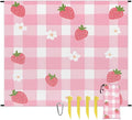 Waterproof Sandproof Beach Blanket 59''×68'' Pink Check Pattern Polyester Outdoor Picnic Blanket with 4 Stakes &amp Storage Bag for BeachCampingVacation