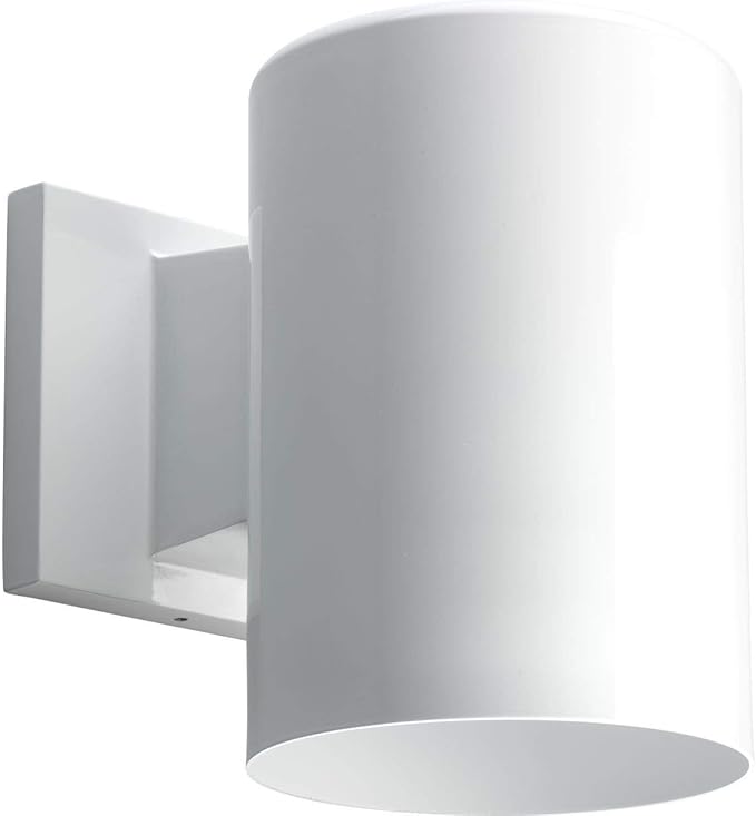 Progress Lighting 5-Inch Cylinder Outdoor LED Wall Sconce 1-Light Modern Wall Mount LED Light Interior and Exterior Lighting for Home or Porch Aluminum White (P5674-30/30K)