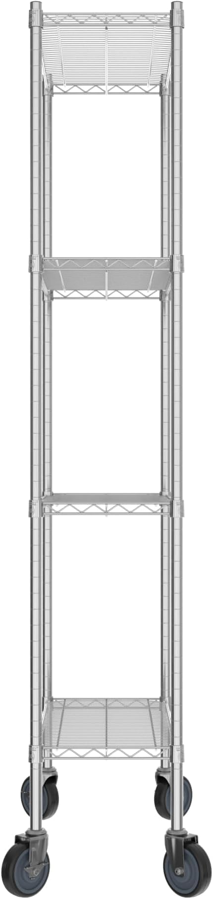 Commercial NSF Listed Chrome Mobile Wire Shelving Kit 14 x 30 x 80 with 4 Shelves Perfect for Warehouse Walk-in Refrigerator Freezer Grocery Store Restaurant Dishroom
