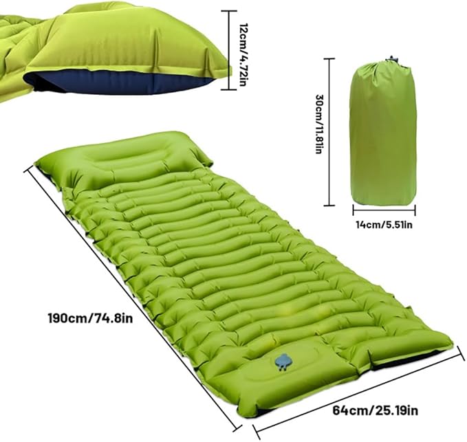 Camping Air Bed for Toyota 4Runner 2010-2025 SUV 5-Seater Easy Hand/Foot Inflation Thick Padding Portable Air Bed for Outdoor Sleeping and TravelGreen