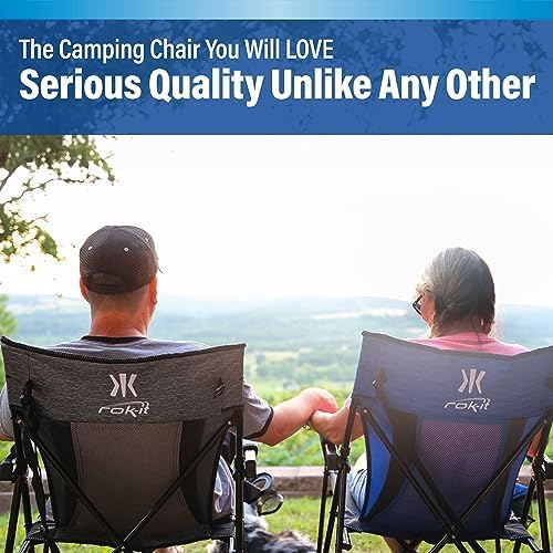 Kijaro Rok-it Rocking Camp Chair - Enjoy The Outdoors with a Rocker Camp Chair - Multipurpose Portable Rocking Chair Folding Chair Lawn Chair and Sports Chair - Maldives Blue