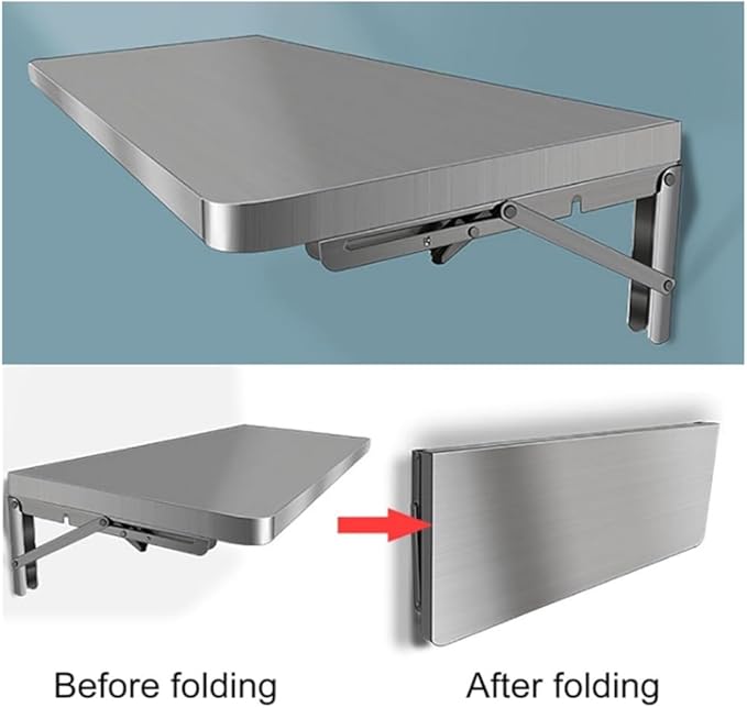 Drop Down Folding Table Wall Mount Concession Shelf Stainless Steel Food Truck Shelves Trailer Countertop Extension Wall Workbench for Kitchen Laundry Room(60x40cm/24x16in)