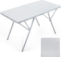 EVER ADVANCED Large Camping Table for 4-6 Person Portable Folding Aluminum Table with Carrying Handle Suitable for BBQ Picnic Camping and Indoor Use Support up to 130LBS Silver